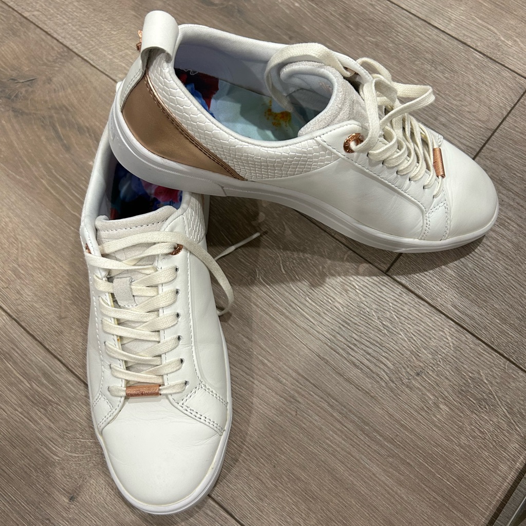 Price Drop Ted Baker White/Rose Gold Sneakers Size 7